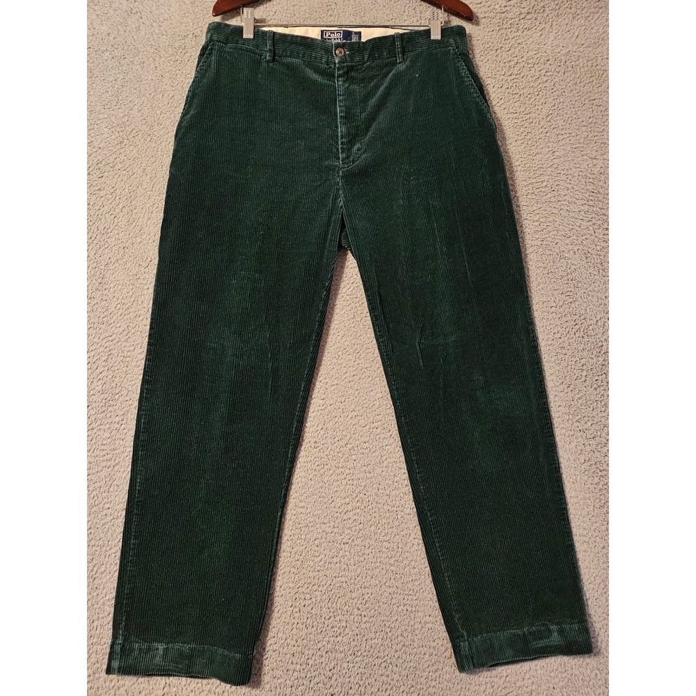 Polo Ralph Lauren Mens Green Corduroy Pants Men's Size 34x30 Straight Leg Hunter